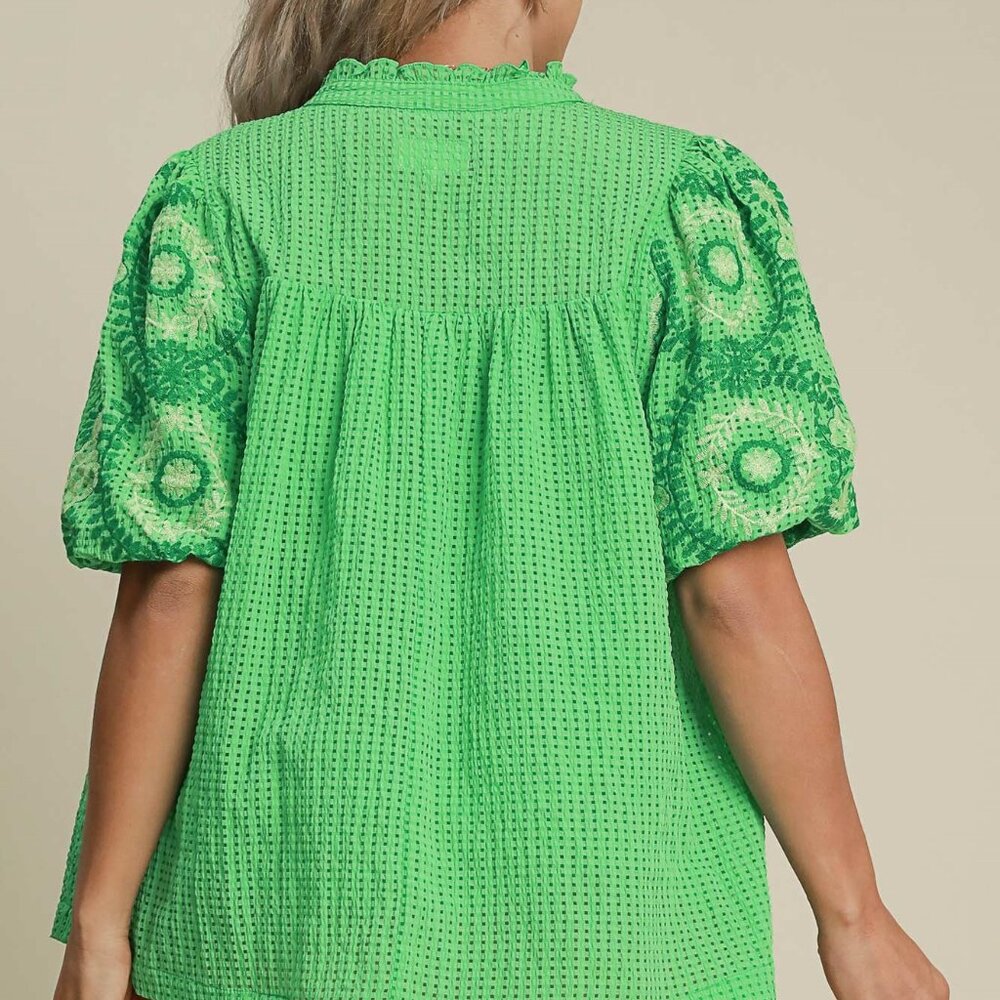 UMGEE Checkered Seersucker Top (New) - Picture 2 of 6